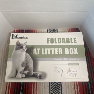 Pawseeker Foldable Cat Litter Box With Scoop Tool Grey Plastic Travel Light New